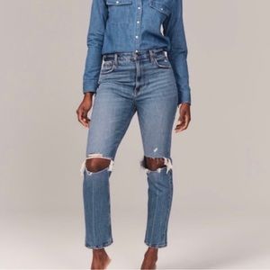 Abercrombie & Fitch Curve Love Ultra High Rise Ankle Straight Jean